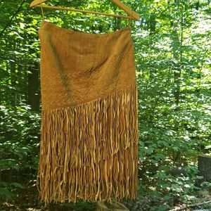 Leather Fringe Skirt